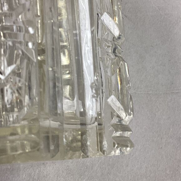 Vintage Cut Glass Whiskey Decanter Without Stopper - Textured Glass - 4.25” - Picture 4 of 8